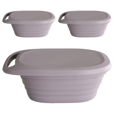 矽膠把手型折疊式容器 橄欖色, 650ml, 3個
