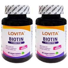Lovita 生物素素食錠，11000mcg，60 錠, 60顆, 15g, 2罐