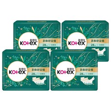 Kotex 靠得住 茶樹舒涼棉 涼感衛生棉 3分微涼, 28cm, 16片, 4包