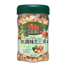 ViVa 萬歲牌 無調味綜合三果, 350g, 嚴選腰果、核桃和榛果, 低溫烘焙, 1罐