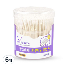 맘스베베 신생아 위생면봉, 400개입, 6개