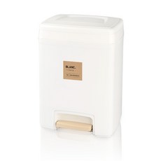 블랑오브제 사각 페달 휴지통 10L, 화이트 + 베이지