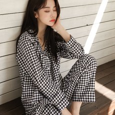 어나더디 커플용 잔체크 잠옷 상하의 세트
