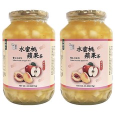 韓味不二 水蜜桃蘋果茶果醬，富含果肉，補充能量, 1kg, 2罐