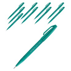 Pentel 飛龍文具 簽字筆毛筆, 綠松石綠, 10個
