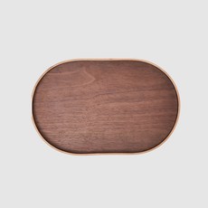 JAJU(자주) 오발형 월넛 우드 쟁반, 단일색상상, 1개