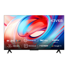 TCL 4K UHD HDR 안드로이드11 TV, 108cm(43인치), V6B, 스탠드형, 고객직접설치