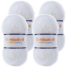 미소털실 펄 수세미실 80g, 10화이트, 4개
