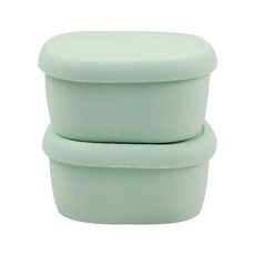 SiliPot 鉑金矽膠 冰溫嚐鮮盒 Set, 可堆疊收納，不占空間，無凹槽設計，好清洗，上蓋好掀，刻度清晰, 薄荷綠, 180ml, 2個