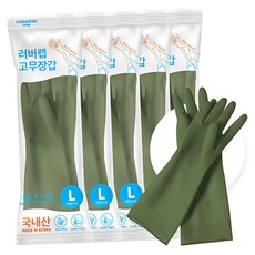 러버랩 국내산 팔목 고무장갑, 어반그린, 대(L), 5개