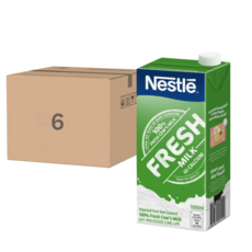 Nestle 雀巢 全脂牛乳, 100%紐西蘭純生乳, 1公升, 1L, 6瓶