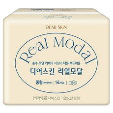 디어스킨 리얼모달 생리대 날개형, 16개입, 1개, 중형