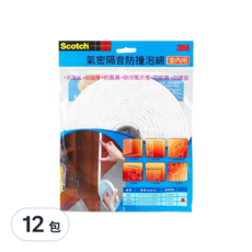3M Scotch 氣密隔音防撞泡棉, 適用室內, 防撞/防塵/防蚊蟲/防噪音, 12包