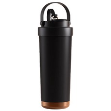 陶瓷內膽 提手吸管三飲保溫咖啡杯 附彈跳吸管, 黑色, 750ml, 1個