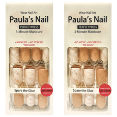 Paula’sNail 光療秒貼美甲 24片 Set, 奶茶大理石, 2盒