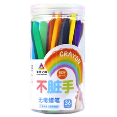 兒童不髒手 三角蠟筆, 36色 無毒蠟筆, 2桶