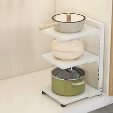 셀리빙 높이조절 후라이팬 정리대, 화이트, 1개, 3단