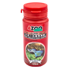 AZOO 9合1孔雀魚漢堡/孔雀魚飼料 小型魚飼料, 120ml, 燈科魚/孔雀魚/迷宮器魚/小型魚類適用, 1罐