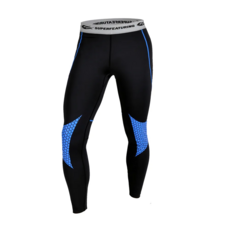 SUPERFEATURING 專業跑步 三鐵 Hicolor運動壓縮緊身褲 藍線 XL, XL(腰圍94~100cm), 1件