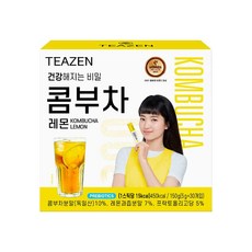 TEAZEN 茶禪 康普茶沖泡飲 檸檬口味, 添加12種乳酸菌和益生元, 粉末條狀獨立小包裝，冰水即溶, 5g, 30入, 1盒