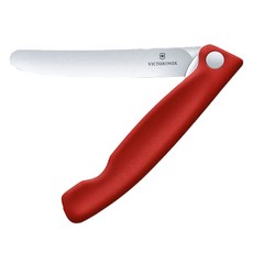 VICTORINOX 瑞士維氏 110mm刃長圓頭折疊式平刃水果刀瑞士刀，黑紅兩色可選，折疊便攜，安全圓頭設計, 1入