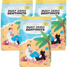 냥쌤 더스트제로 벤토나이트 고양이 모래 피톤치드, 6kg, 3개