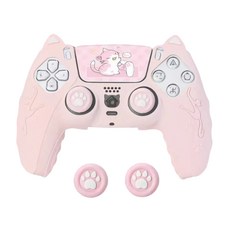 PS5手柄貓咪矽膠套 3合一, PS-Z502, 粉色, 1組