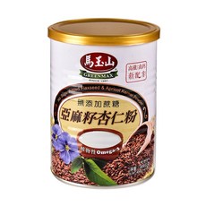 馬玉山亞麻籽杏仁粉, 亞麻籽專利製程, 杏仁原豆, 營養豐富, 高纖高鈣, 無添加蔗糖, 無人工色素, 充氮保鮮, 400g, 1罐