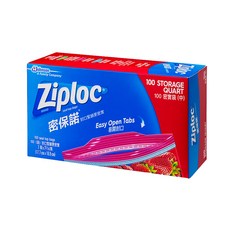 Ziploc 密保諾 密實袋，中號密實袋100個，17.7cm x 18.8cm，易開封口，幫助鎖味2倍保鮮, 中(17.7 x 18.8cm), 100個, 1盒
