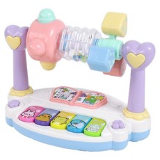 YaNuoToys 摩天輪 旋轉燈光音樂玩具琴, 音樂和遊戲模式, 促進嬰兒握力訓練, 1-3歲, 1個