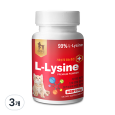 웁스 고양이 파우더 종합영양제, 엘라이신, 100g, 3개