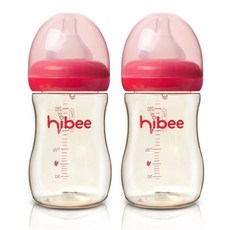 하이비 PPSU 젖병 300ml x 2p, M(3개월이상), 레드, 2개 - 더블하트젖병