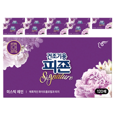 피죤 건조기용 시트 섬유유연제 미스틱레인 본품, 120개입, 10개