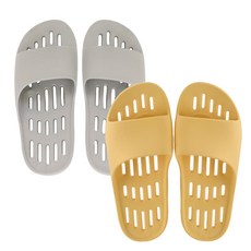 SHABATH 2 件組柔軟平底可洗浴室鞋, Light Gray+Butter, 1組
