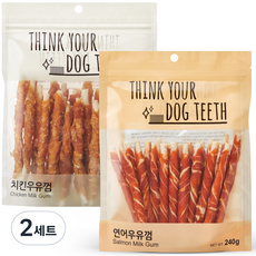 Think your dog teeth 스틱 치킨 24p + 연어 20p 세트, 2세트, 치킨, 연어