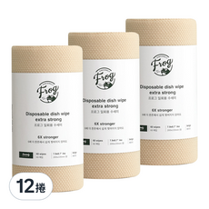 Frog 拋棄式特強版菜瓜布, 12捲, 米色, 60張
