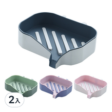 免打孔雙層肥皂盒(隨機色) 2入組, 浴室壁掛瀝水皂架, 創意家居收納, 2入