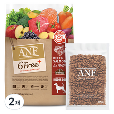 ANF 강아지 전연령 식스프리플러스 인도어 소고기&연어 건식사료, 소고기+연어, 400g, 8개 - anf사료