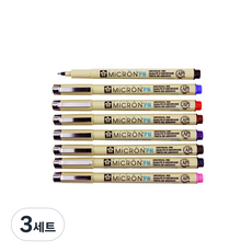 피그마 사쿠라 MICRON PN 젤잉크펜 8p세트, Rose, Burgundy, Red, Blue, Blue Black, Purple, Sepia, Black, 3세트