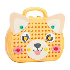 SMARTMOM 益智拼裝工具箱，206件小熊螺絲Toys，27x24.5x7，黃色, 稻草黃小狗, 1組