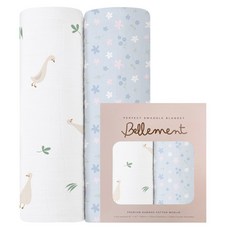 BelleMent 竹棉纖維花紋包巾2入組