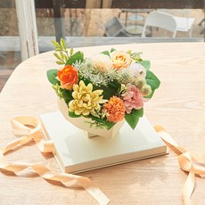 아스파시아 쥬뗌므 로즈 카네이션 비누꽃 하트 용돈박스+메세지픽+상장카드, 옐로우