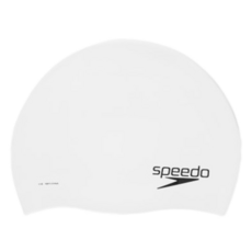 Speedo Plain Moulded 成人矽膠泳帽，白色，均碼, 1個