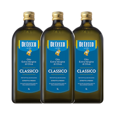 DE CECCO 得科 特級初榨橄欖油 CLASSICO 1公升裝，義大利百年工法，適用熱廚、沙拉、碳烤肉類，米其林星級餐廳主廚首選品牌, 1L, 3瓶