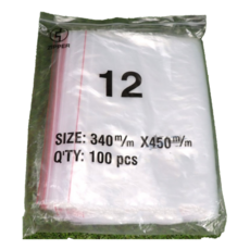 ZIPPER 透明PE夾鏈袋 有紅線 12號袋, 尺寸: 34cm * 45cm * 0.04, 100個, 340 x 450mm, 100入, 1包
