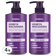 쿤달 허니 앤 마카다미아 헤어 트리트먼트 화이트머스크향, 500ml, 4개