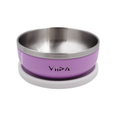 VIIDA Soufflé 304L抗菌不鏽鋼餐碗, 430ml, 耐熱 PP外襯, 隔絕熱源, 薰衣草紫, 1組