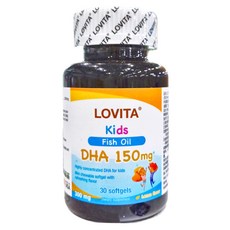 Lovita 兒童魚油DHA 150mg 軟膠囊，迷你尺寸，不含人工色素和香料，30顆/30天份, 15g, 1罐