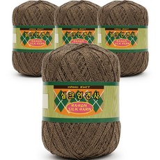 필립섬유 쎄비 실크 인견사 뜨개실 90g x 4p, 827 메란지다크브라운, 4개