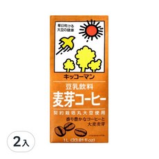 KIKKOMAN 龜甲萬 豆乳 麥芽咖啡風味，1L (33.81 fl oz), 2入